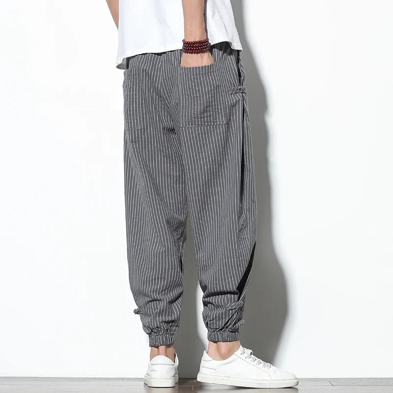 Kaizen Striped Joggers - Men's Cotton Linen Joggers