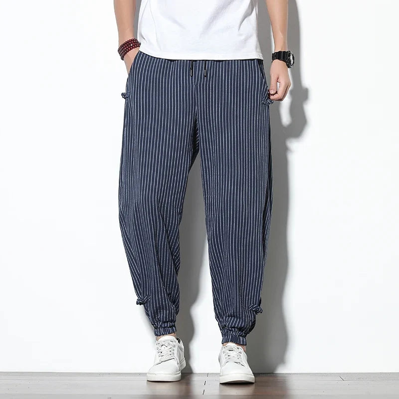 Kaizen Striped Joggers - Men's Cotton Linen Joggers