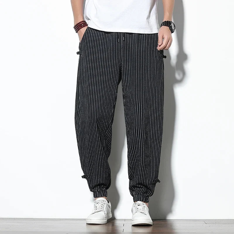 Kaizen Striped Joggers - Men's Cotton Linen Joggers