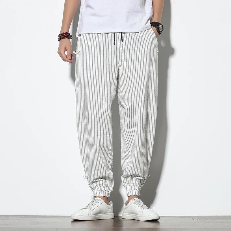 Kaizen Striped Joggers - Men's Cotton Linen Joggers