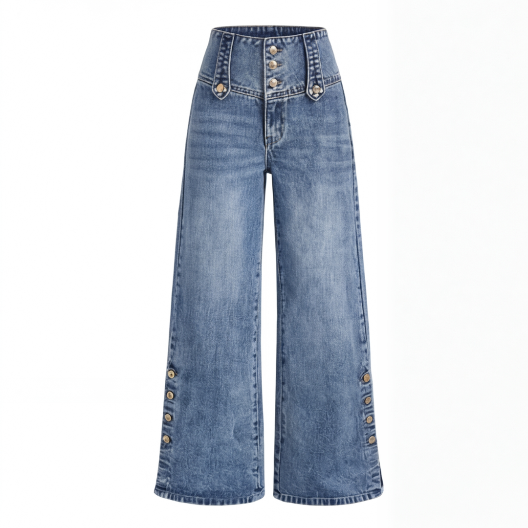 Revelle Button Front Jeans - Women's Wide Leg Jeans