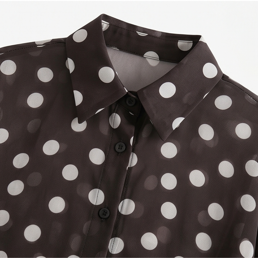 Maisova - Satin Polka Dot Button-Down Women's Blouse