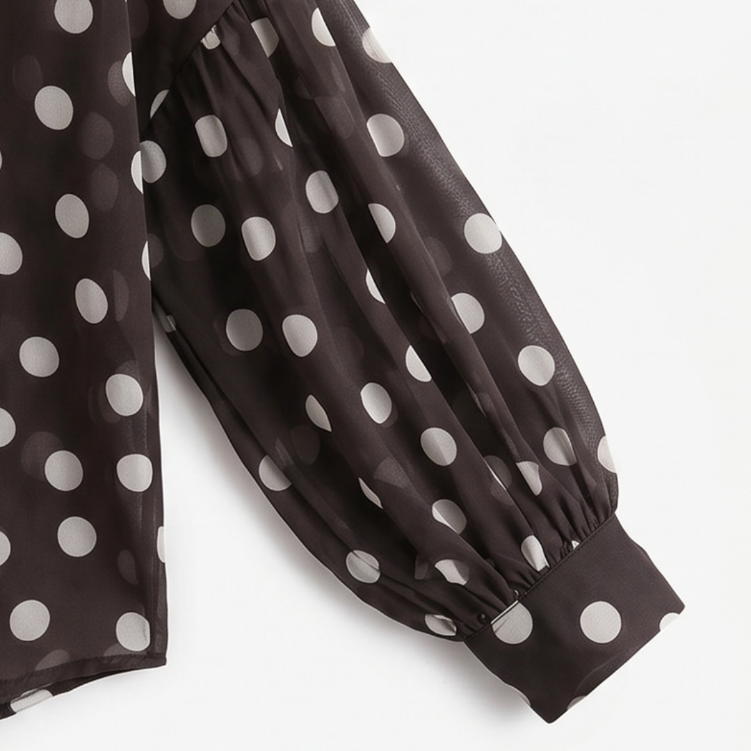 Maisova - Satin Polka Dot Button-Down Women's Blouse