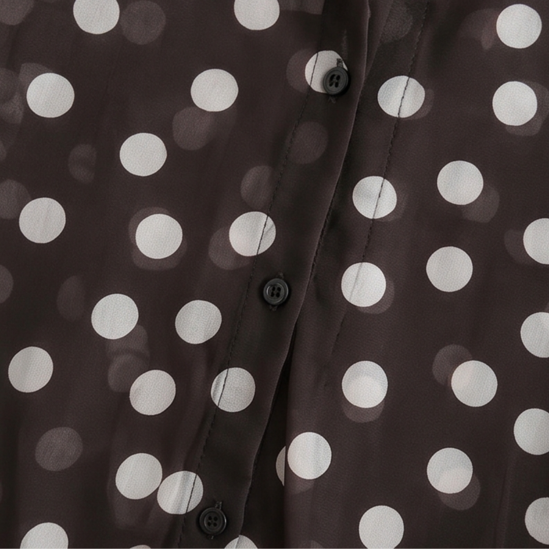 Maisova - Satin Polka Dot Button-Down Women's Blouse
