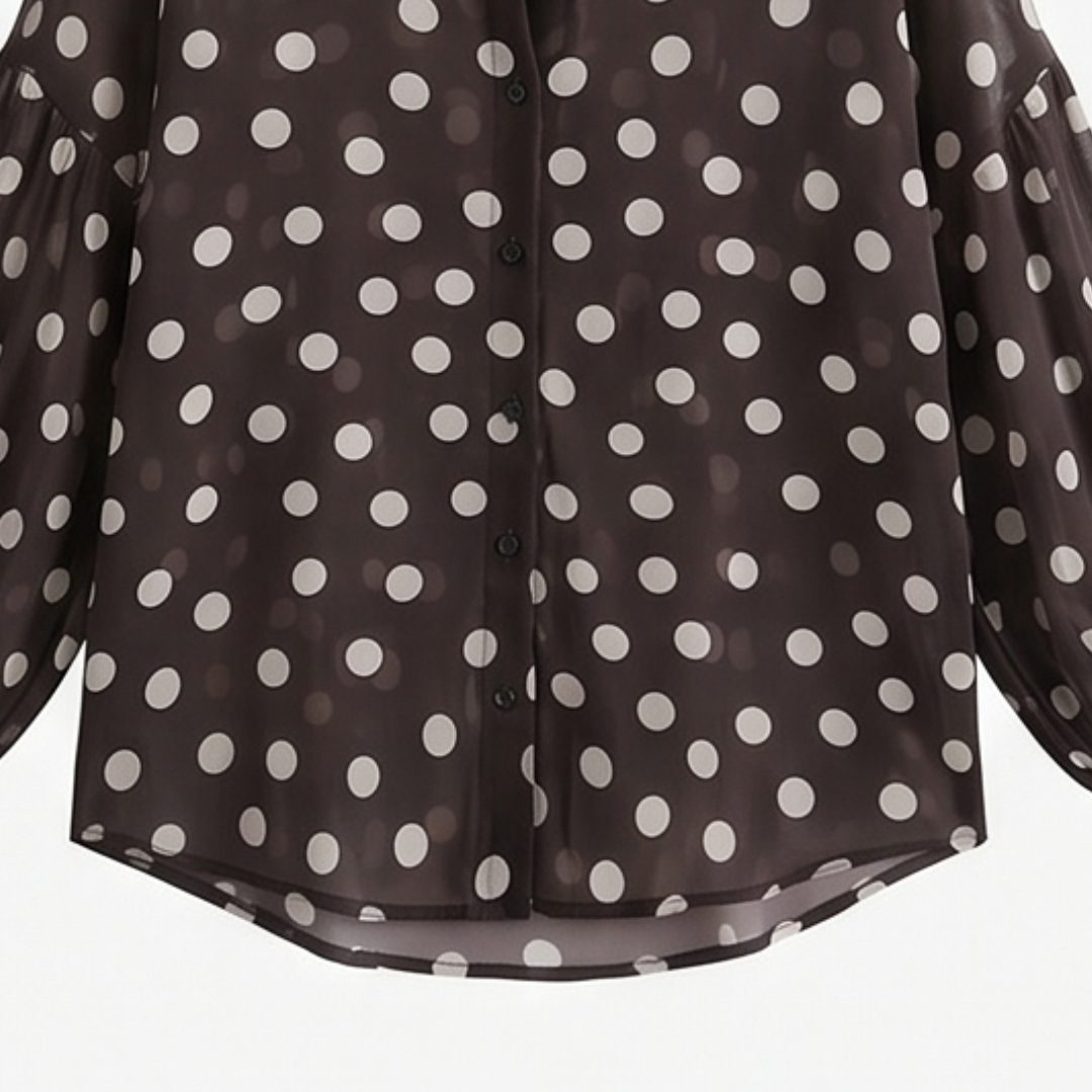 Maisova - Satin Polka Dot Button-Down Women's Blouse
