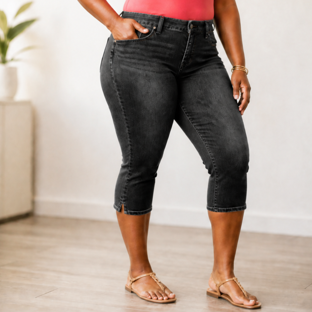 Curvella Capris - High Waist Stretch Women's Denim Capris