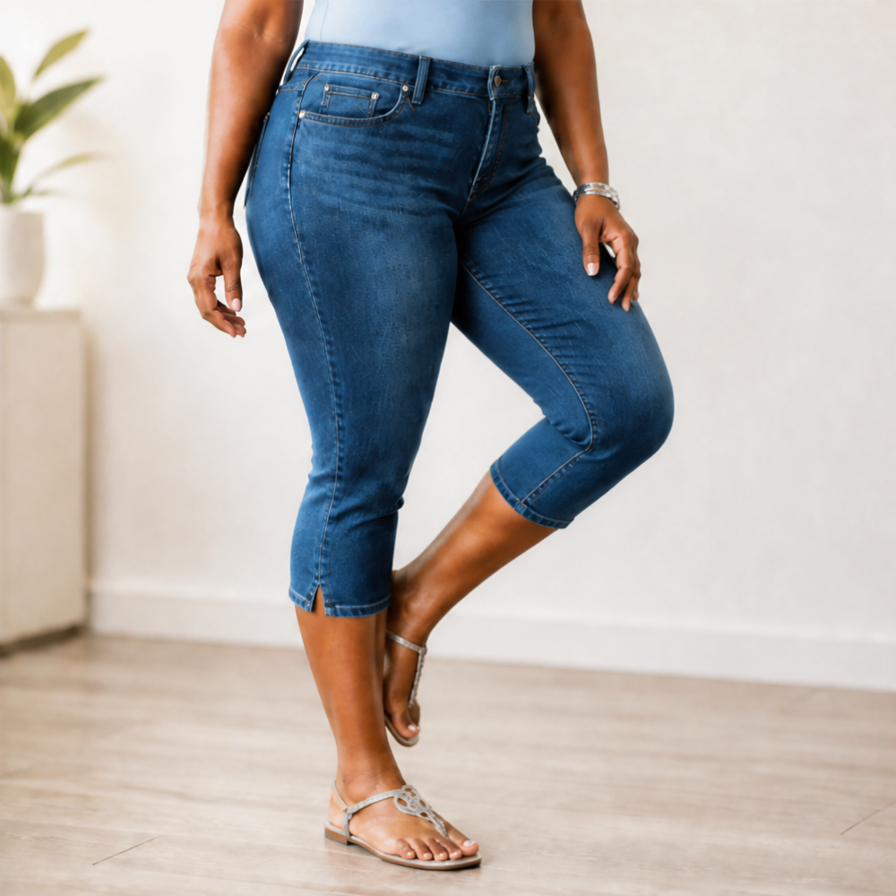 Curvella Capris - High Waist Stretch Women's Denim Capris