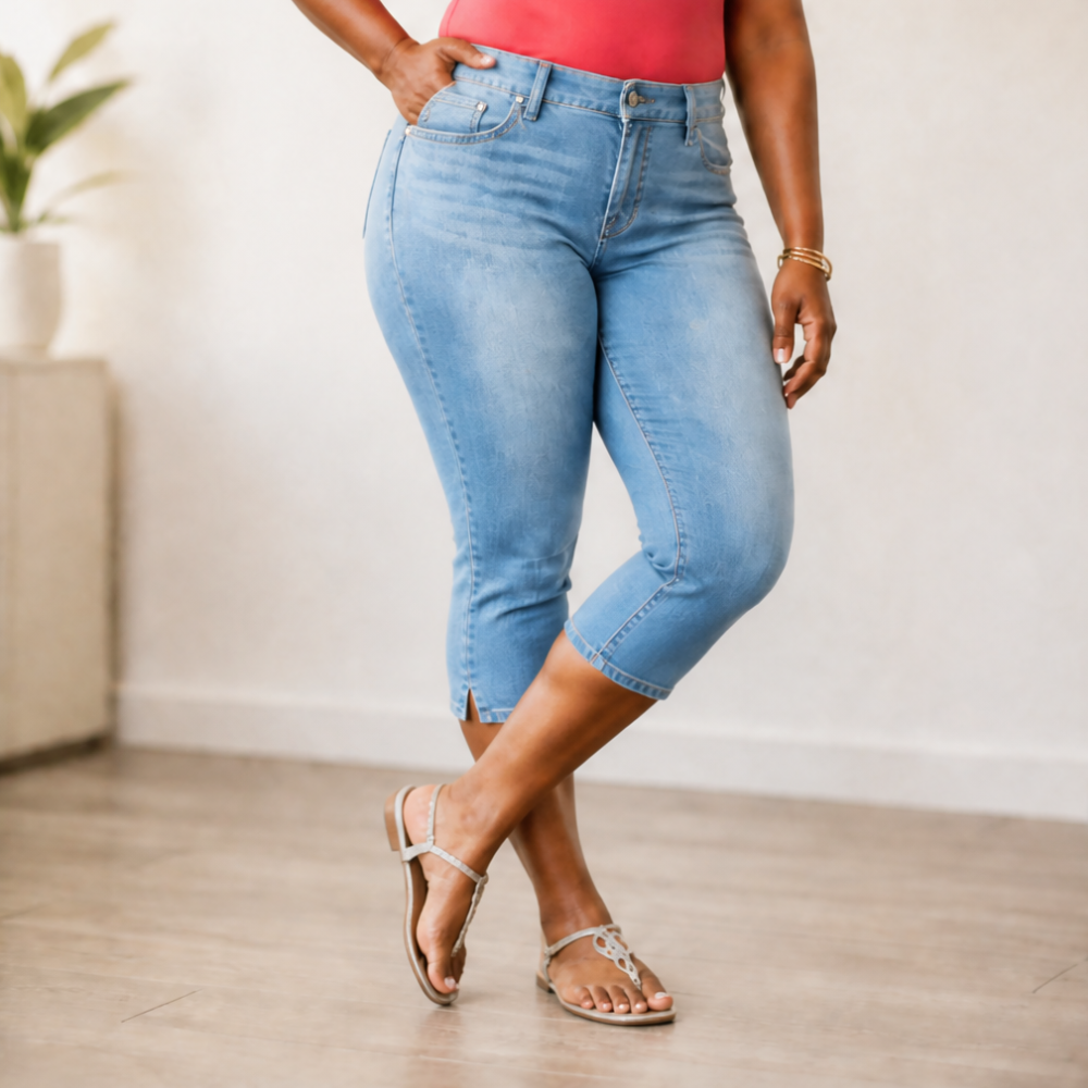 Curvella Capris - High Waist Stretch Women's Denim Capris