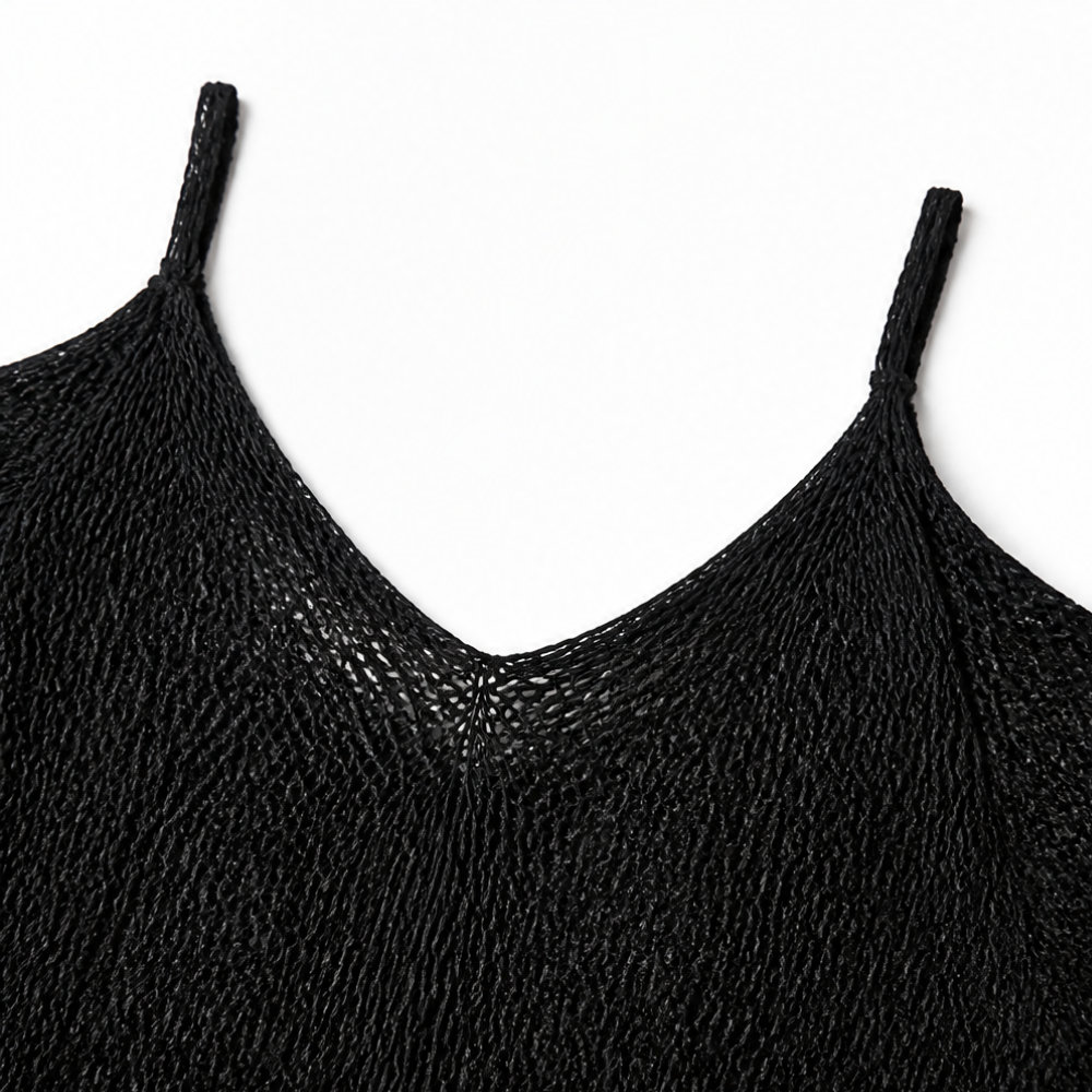 Solenya - Open-Knit Cold-Shoulder Women's Boho Top