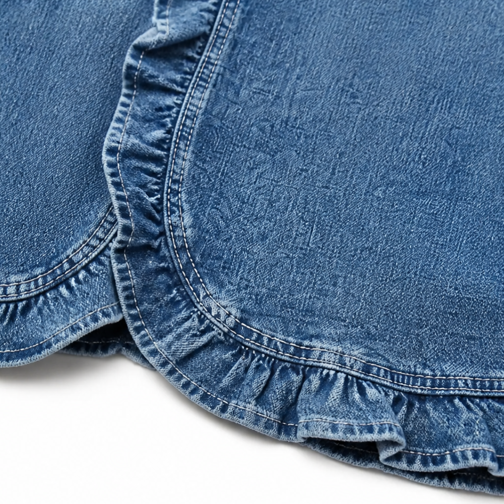 Maelyn Ruffle Denim Jacket - Women's Open Front Jacket