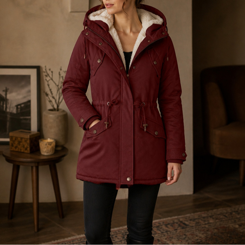Warmbella Fleece-Lined Padded Parka - Women's Hooded Coat