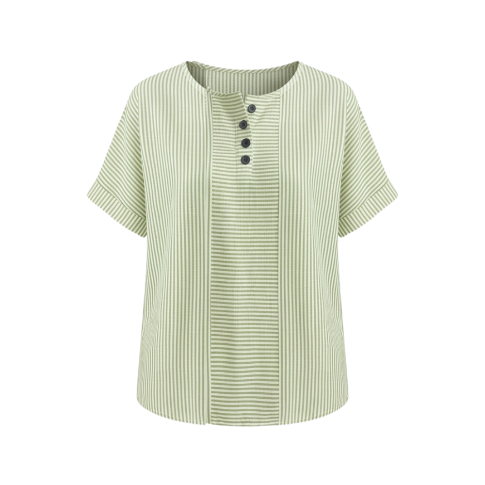 Lunavia - Striped Henley Top with Stripe Panel for Women