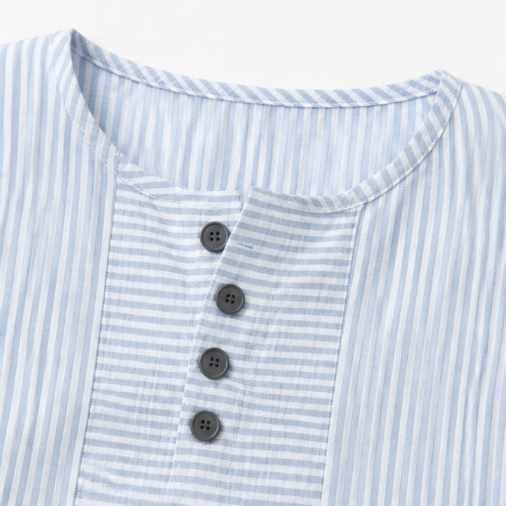 Lunavia - Striped Henley Top with Stripe Panel for Women