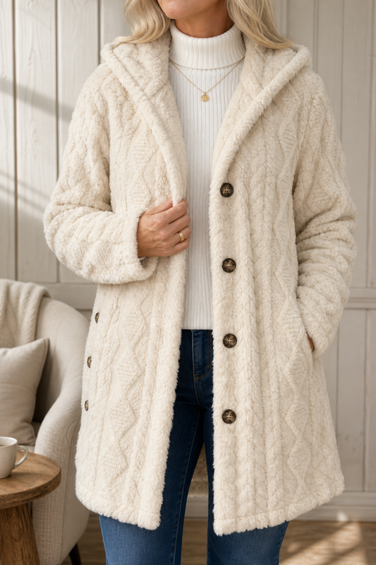 Wearbella Hooded Longline Coat - Women's Textured Knit Coat