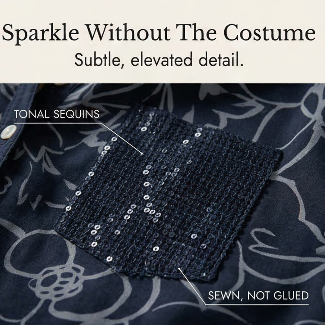 Florenne - Sequin Pocket Floral Blouse for Women