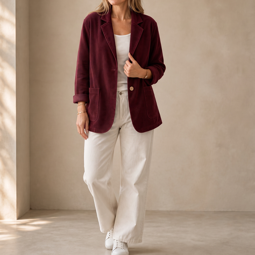 Corduraine Corduroy Blazer - Notch Collar Women's Blazer