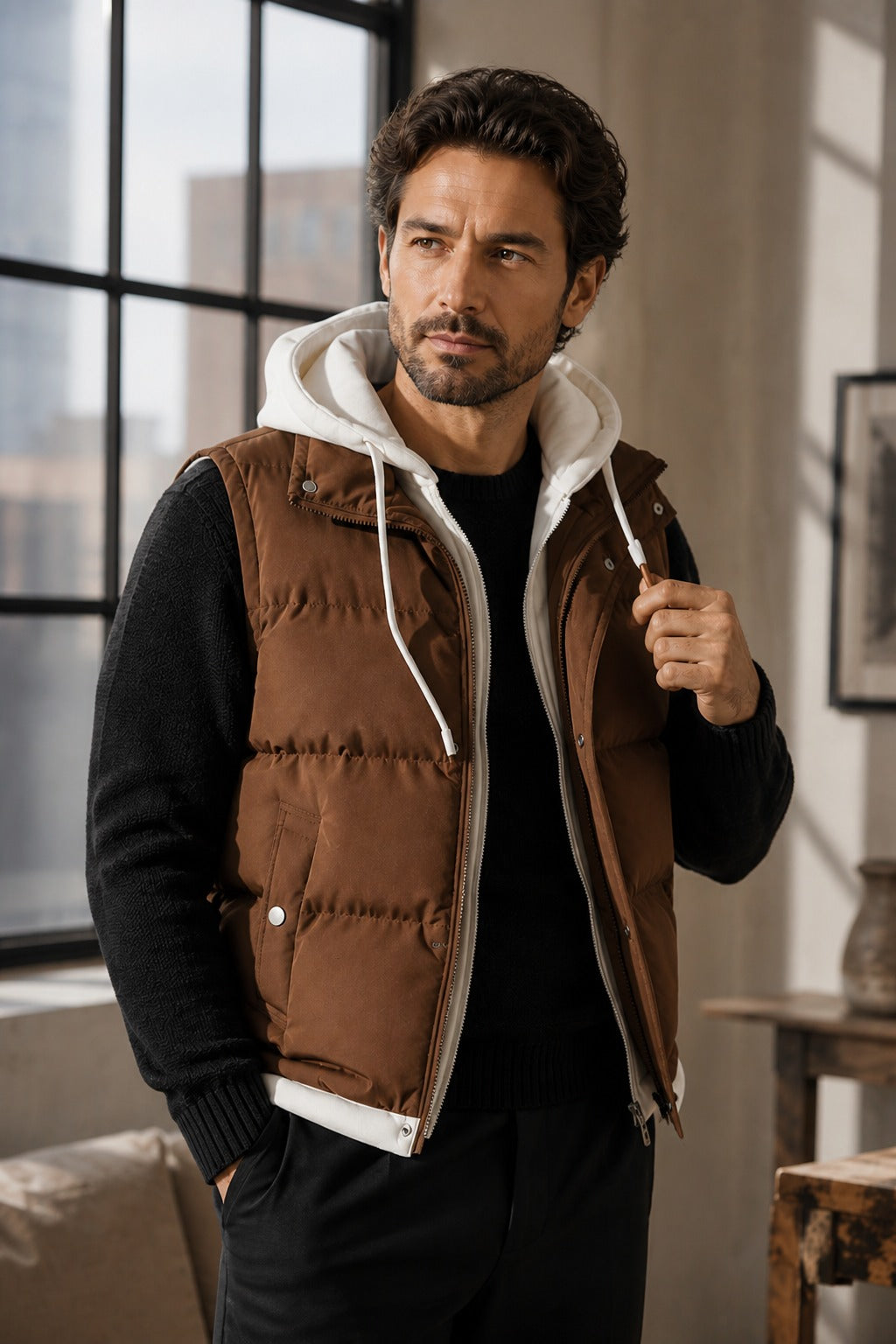 Wraverly Double Hood Puffer Vest - Women's Layered Gilet