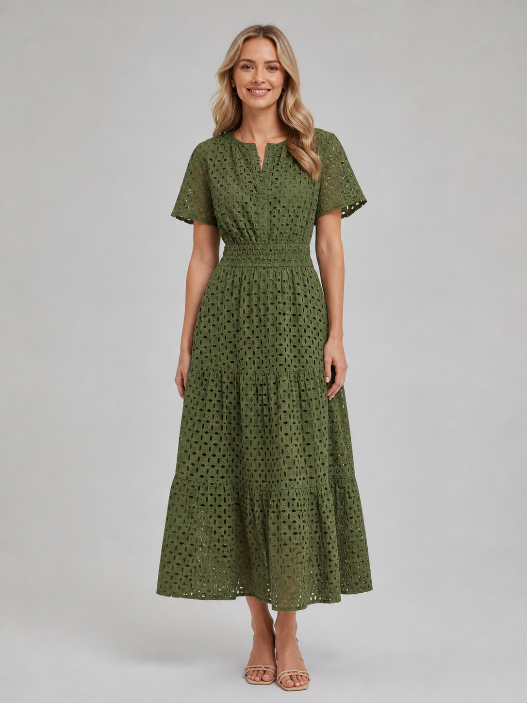 Marguerite Eyelet Midi Dress - Women's Tiered Dress