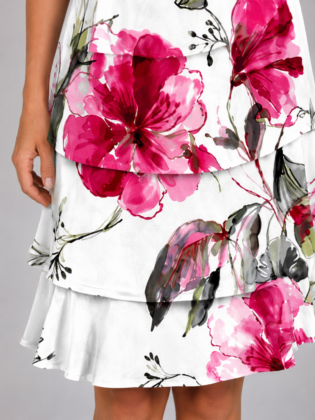 Floral Ruffle Mini Dress - Women's Layered Short Dress