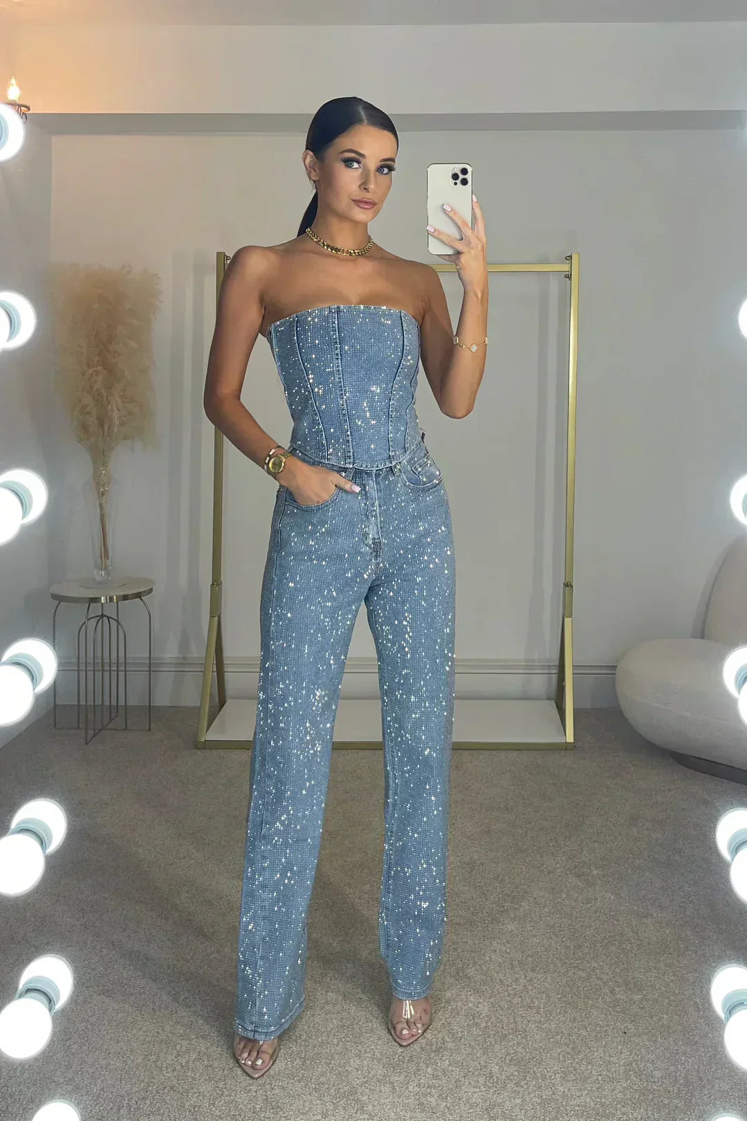 Starlight Sequin Jumpsuit - Strapless Women's Jumpsuit