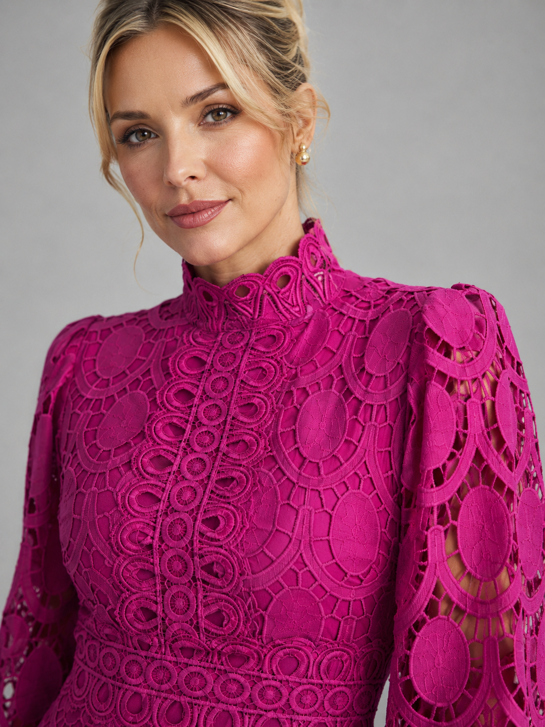 Lace Midi Dress - Women's Long Sleeve Occasion Dress