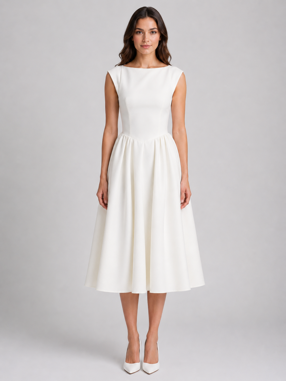 Harriet Structured Midi Dress - Women's Pleated Dress