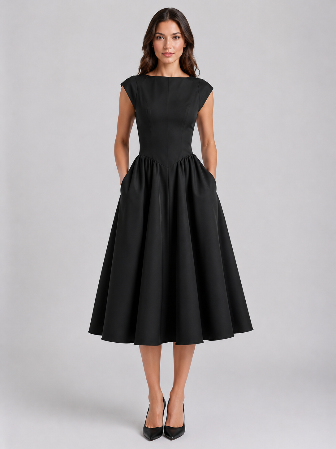 Harriet Structured Midi Dress - Women's Pleated Dress
