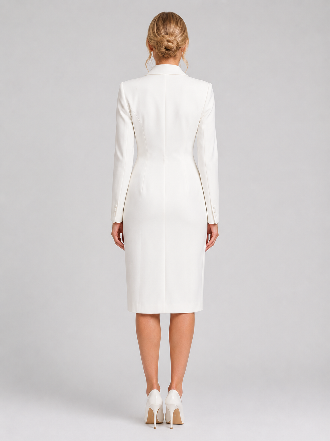 Tailored Blazer Midi Dress - Women's Double-Breasted Dress