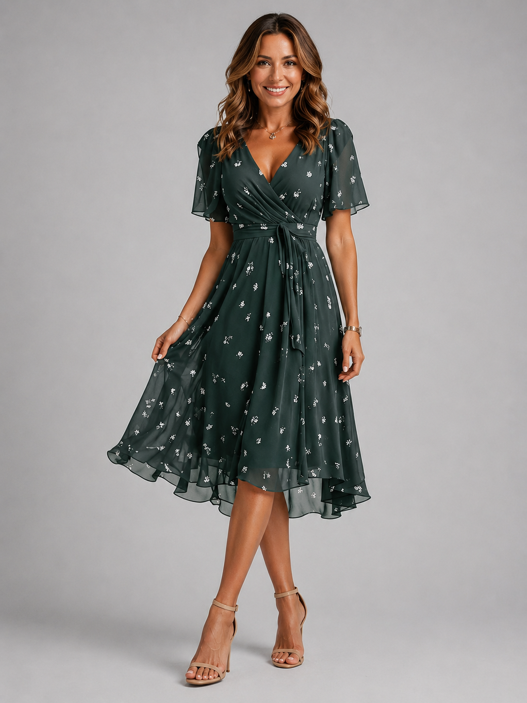 Junia Floral Wrap Dress - Women's High-Low Hem Dress