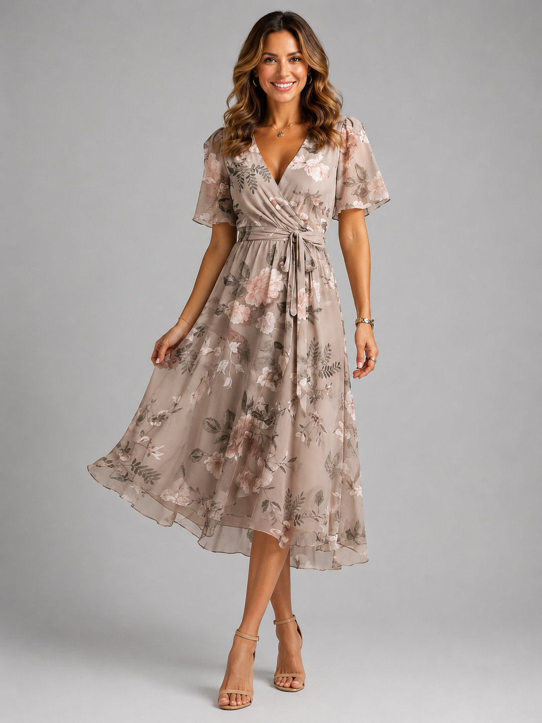 Junia Floral Wrap Dress - Women's High-Low Hem Dress
