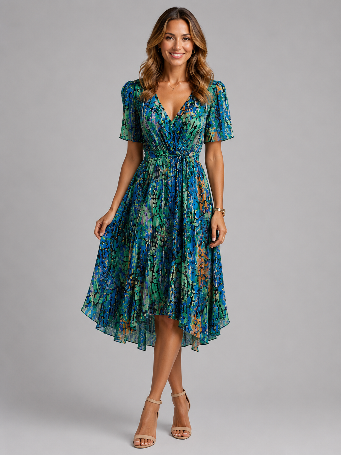 Junia Floral Wrap Dress - Women's High-Low Hem Dress