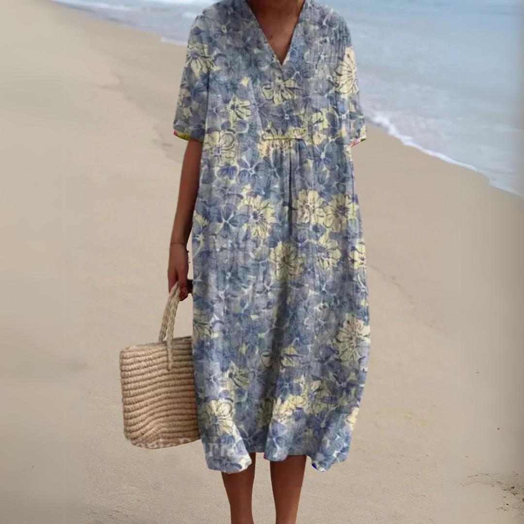 Ramona Floral Dress - Women's V-Neck Printed Dress