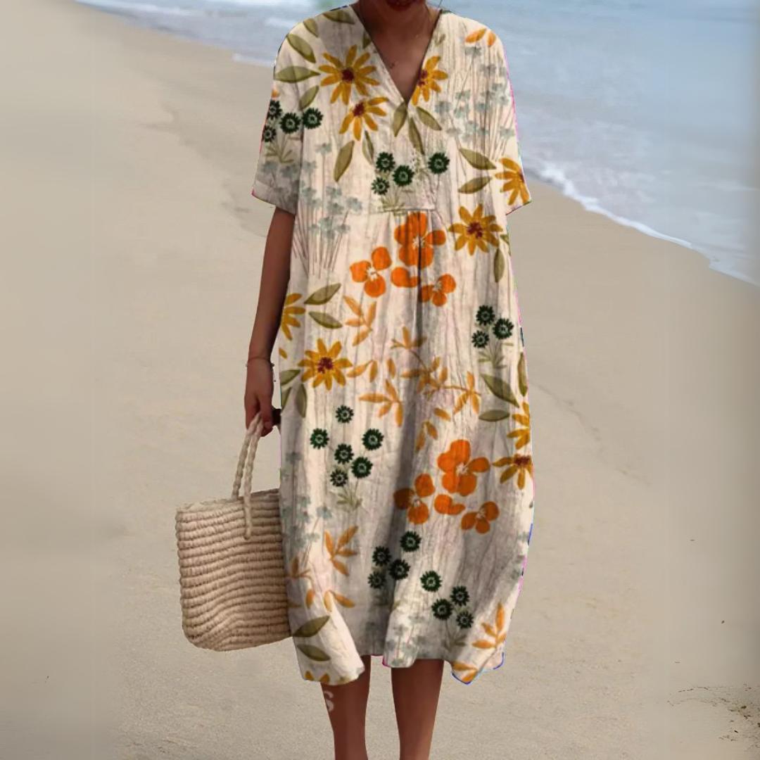 Ramona Floral Dress - Women's V-Neck Printed Dress
