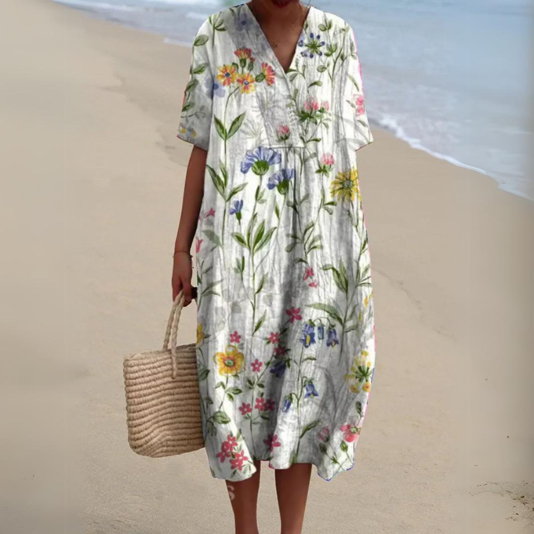 Ramona Floral Dress - Women's V-Neck Printed Dress