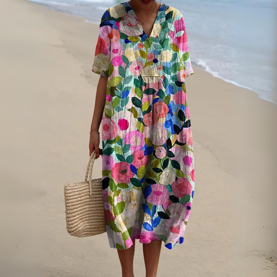 Ramona Floral Dress - Women's V-Neck Printed Dress