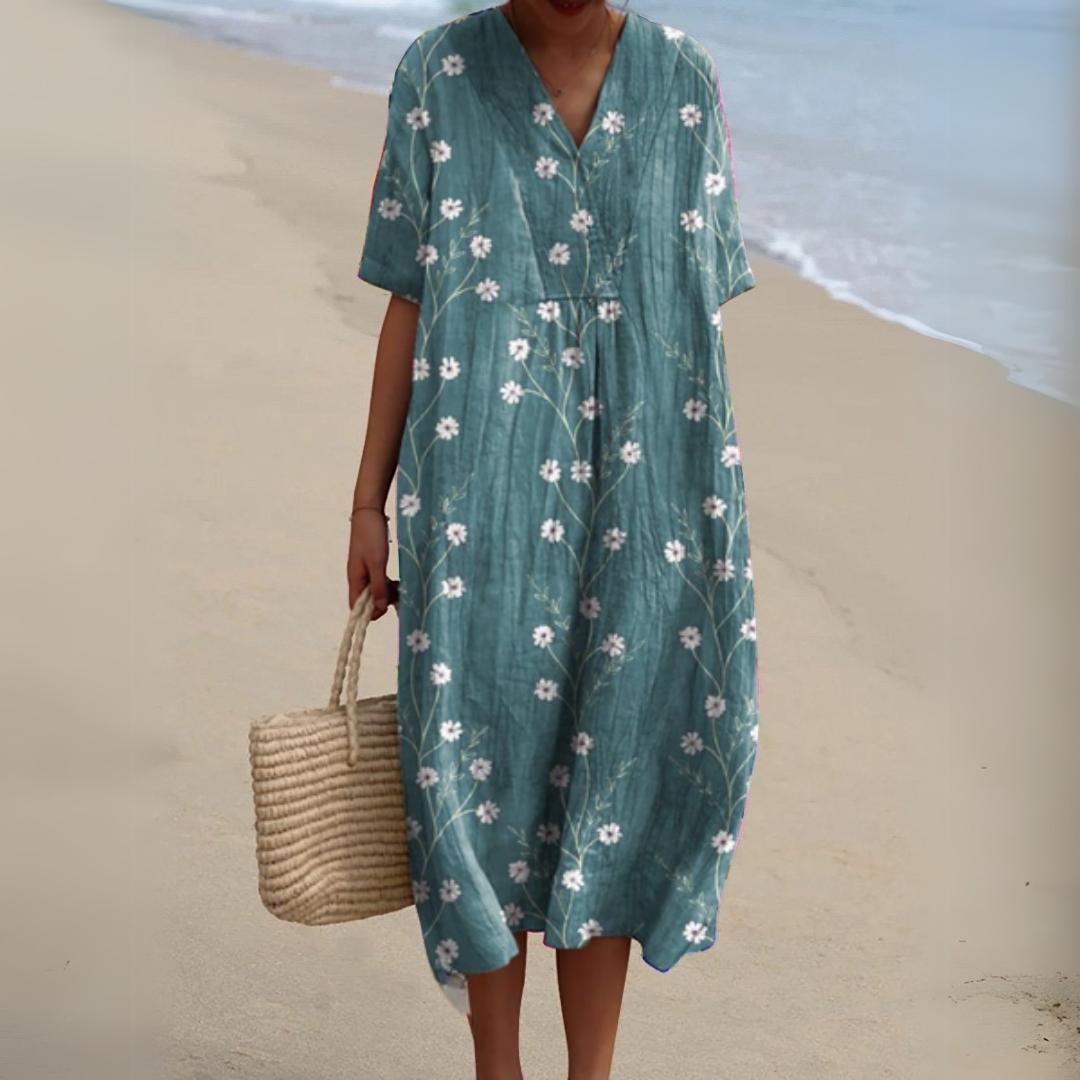 Ramona Floral Dress - Women's V-Neck Printed Dress