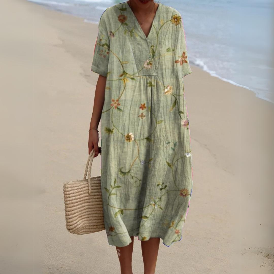 Ramona Floral Dress - Women's V-Neck Printed Dress