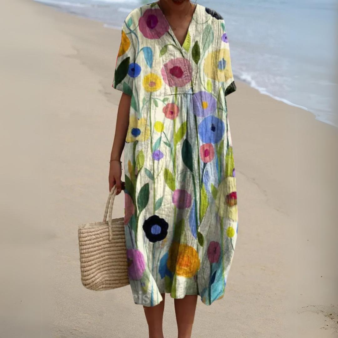 Ramona Floral Dress - Women's V-Neck Printed Dress
