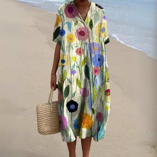 Ramona Floral Dress - Women's V-Neck Printed Dress