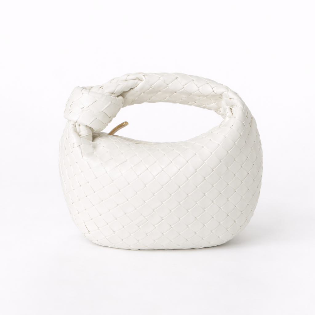 Woven Knot Handle Bag - Soft Vegan Leather Women's Handbag
