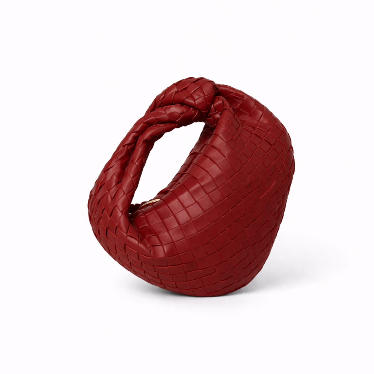 Woven Knot Handle Bag - Soft Vegan Leather Women's Handbag