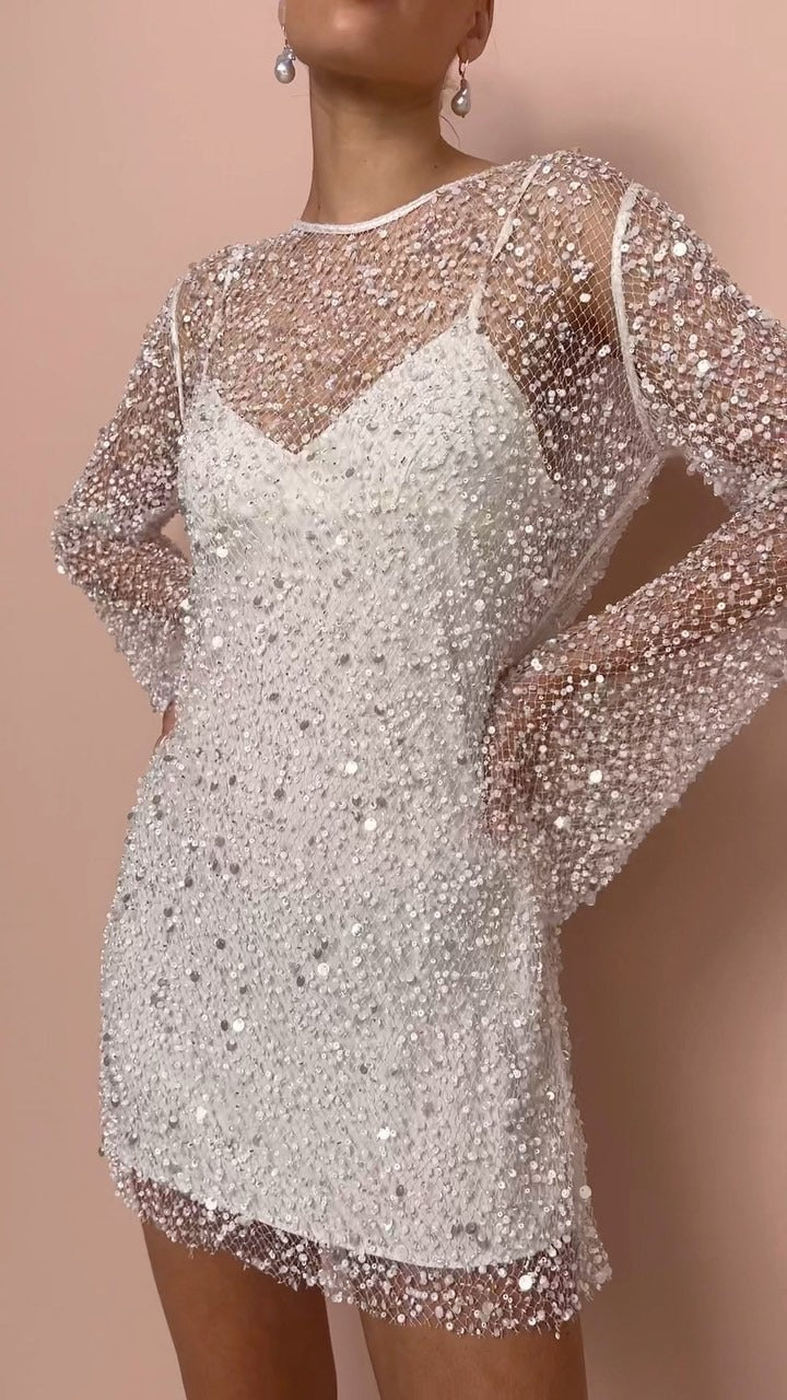 Ava Glitter Party Dress - Sparkly Women's Mini Dress