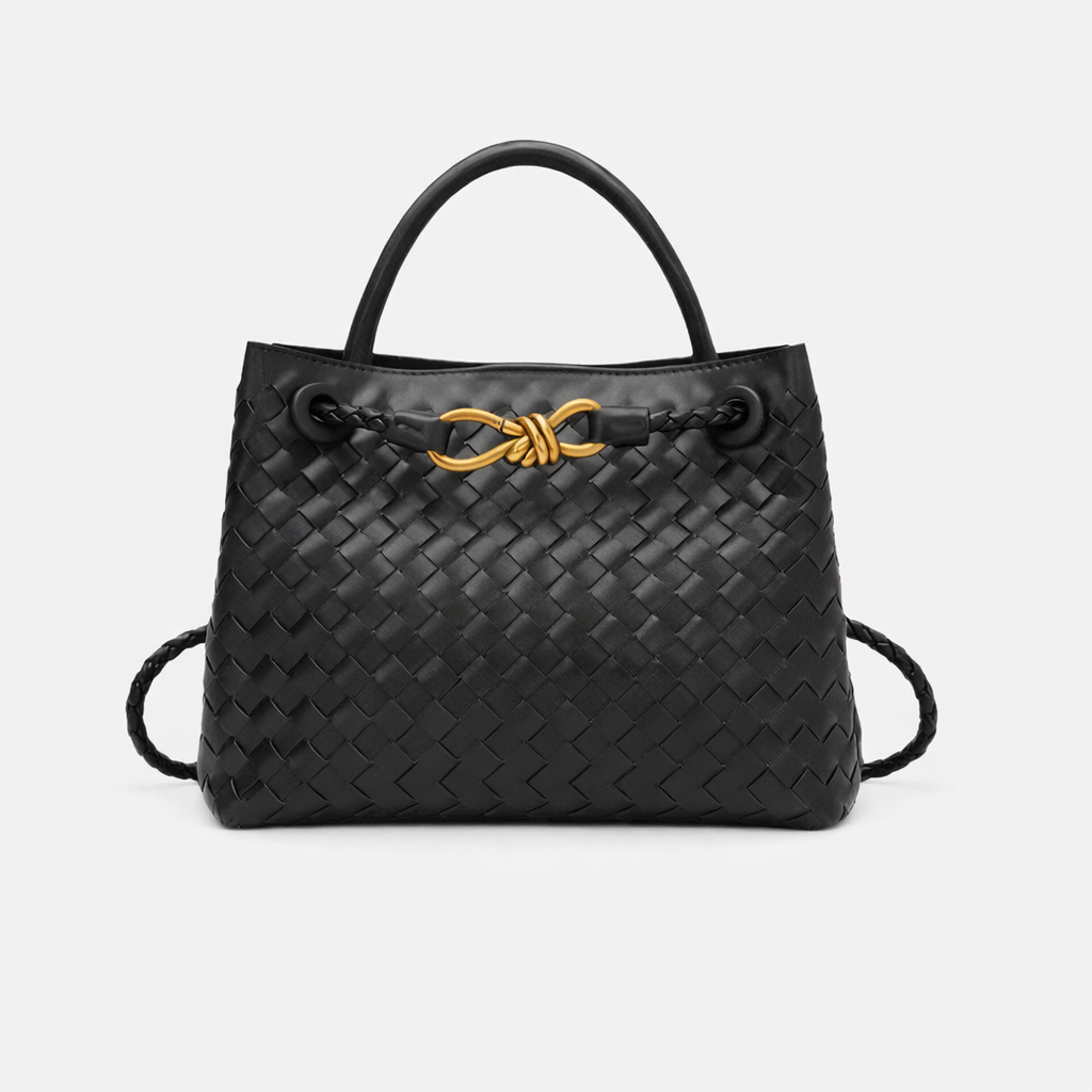 Woven Tote Bag - Vegan Leather Women's Shoulder Bag