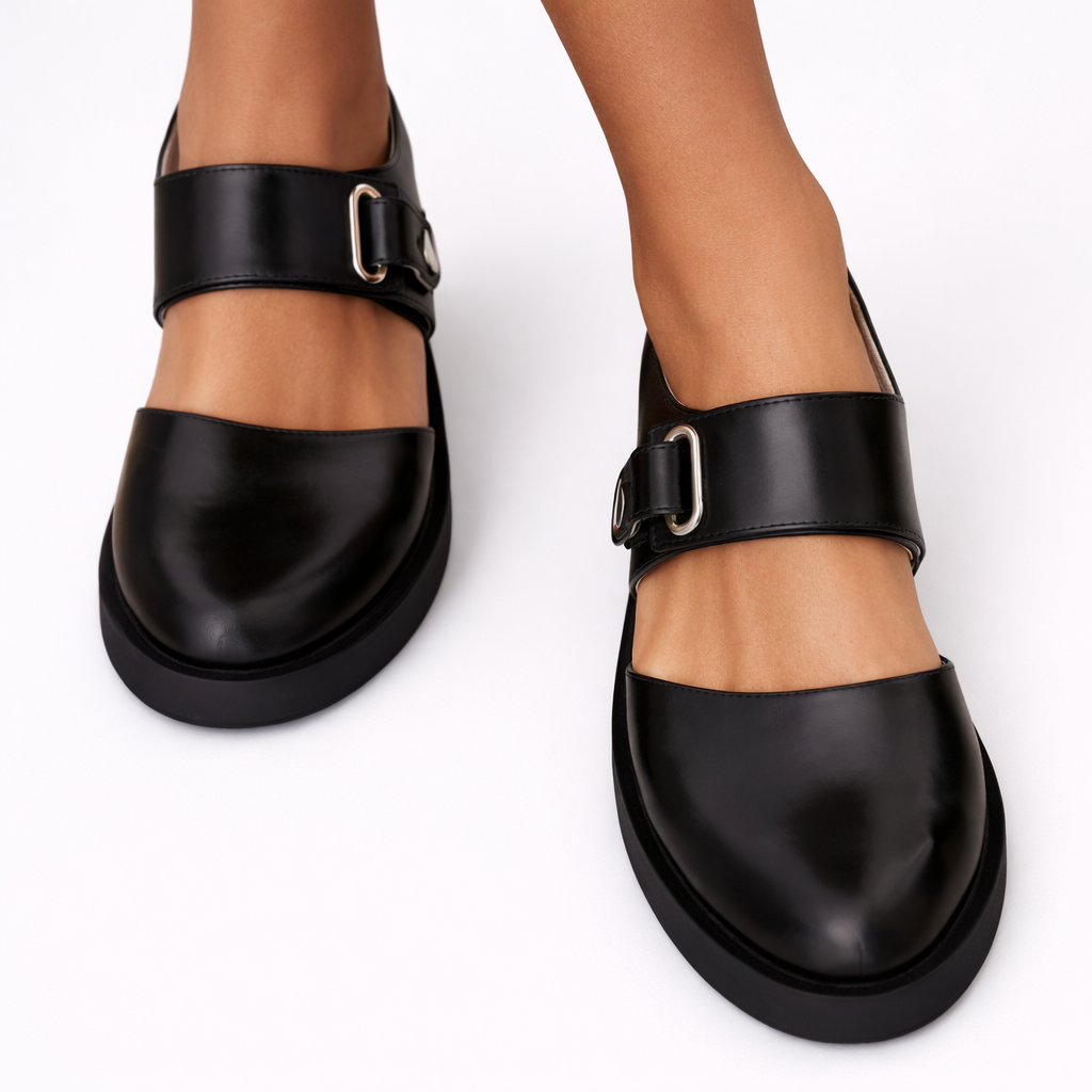 Mary Jane Flats - Women's Buckle Strap Round Toe Shoes