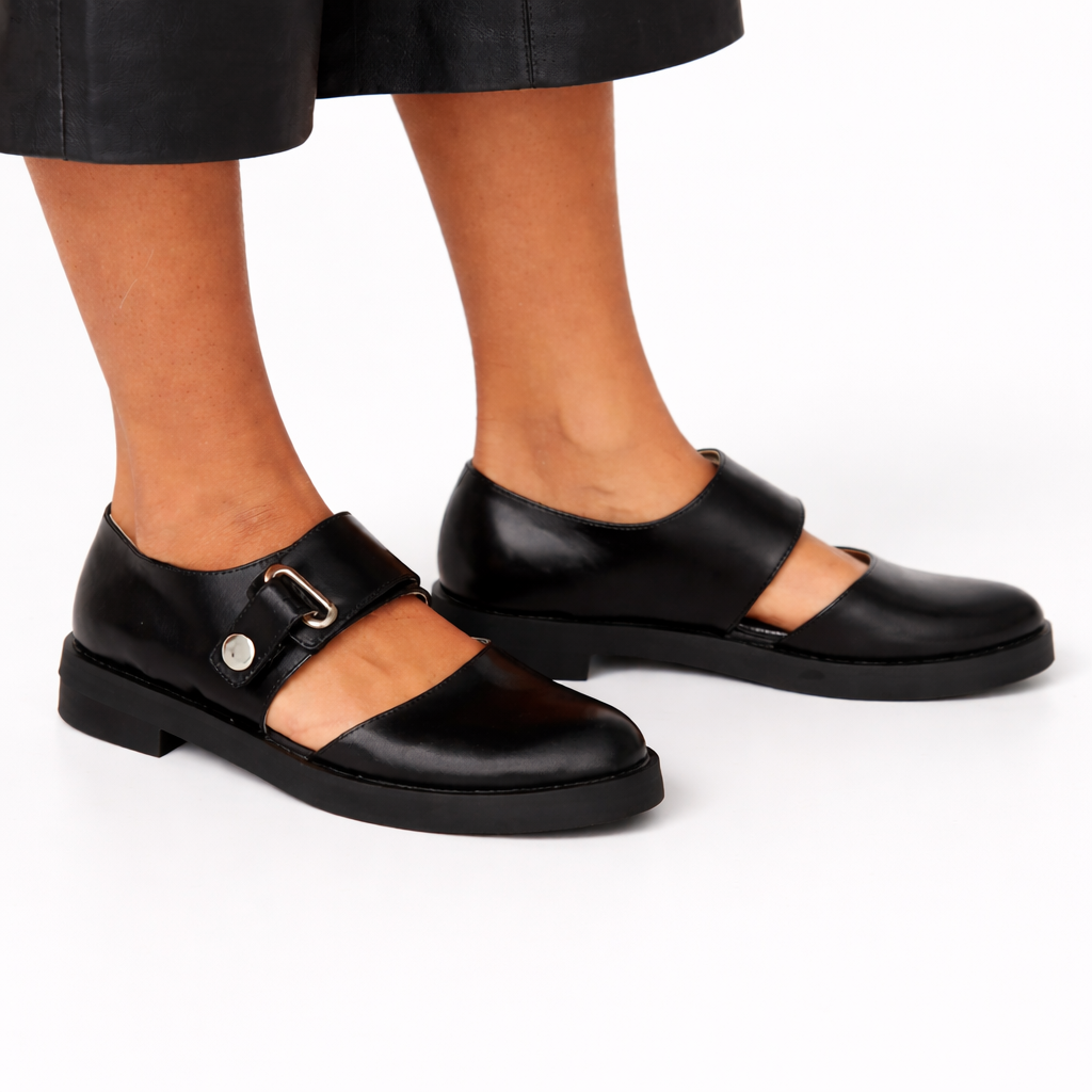 Mary Jane Flats - Women's Buckle Strap Round Toe Shoes