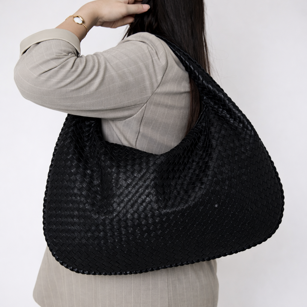 The Milano Woven Bag - Women's Vegan Leather Hobo Bag
