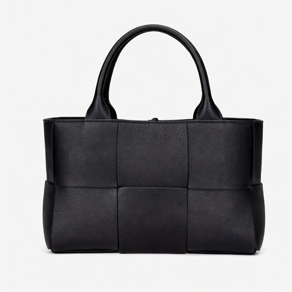 Woven Tote Bag - Soft Vegan Leather Women's Shoulder Tote