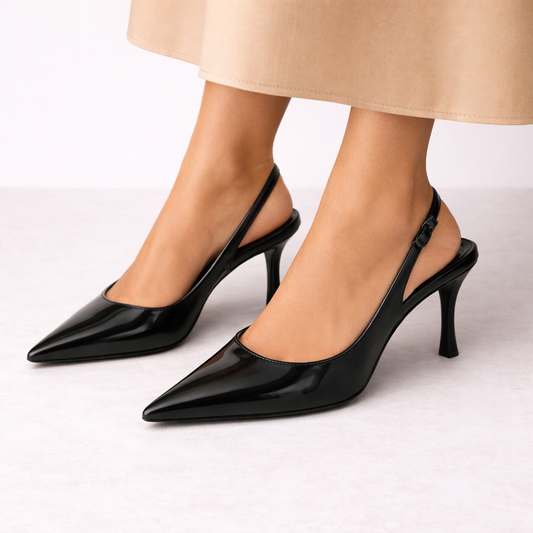 Black Slingback Heels - Women's Pointed Toe Heels