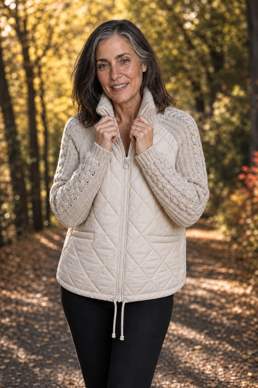 Knitpuff Knit Panel Puffer Jacket - Women's Quilted Jacket