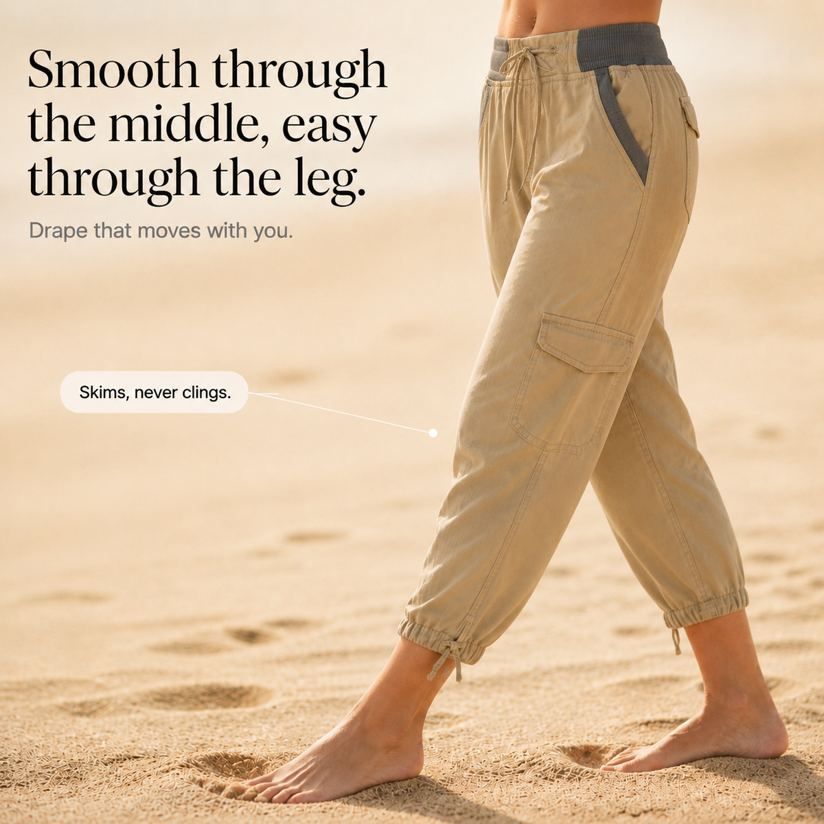 Easeline Cargo Capri Pants - Women's Elastic Waist Capri